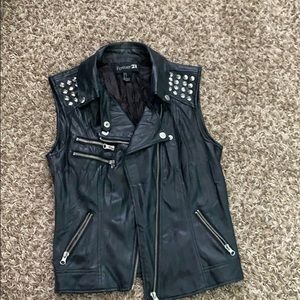 Fake leather studded moto vest